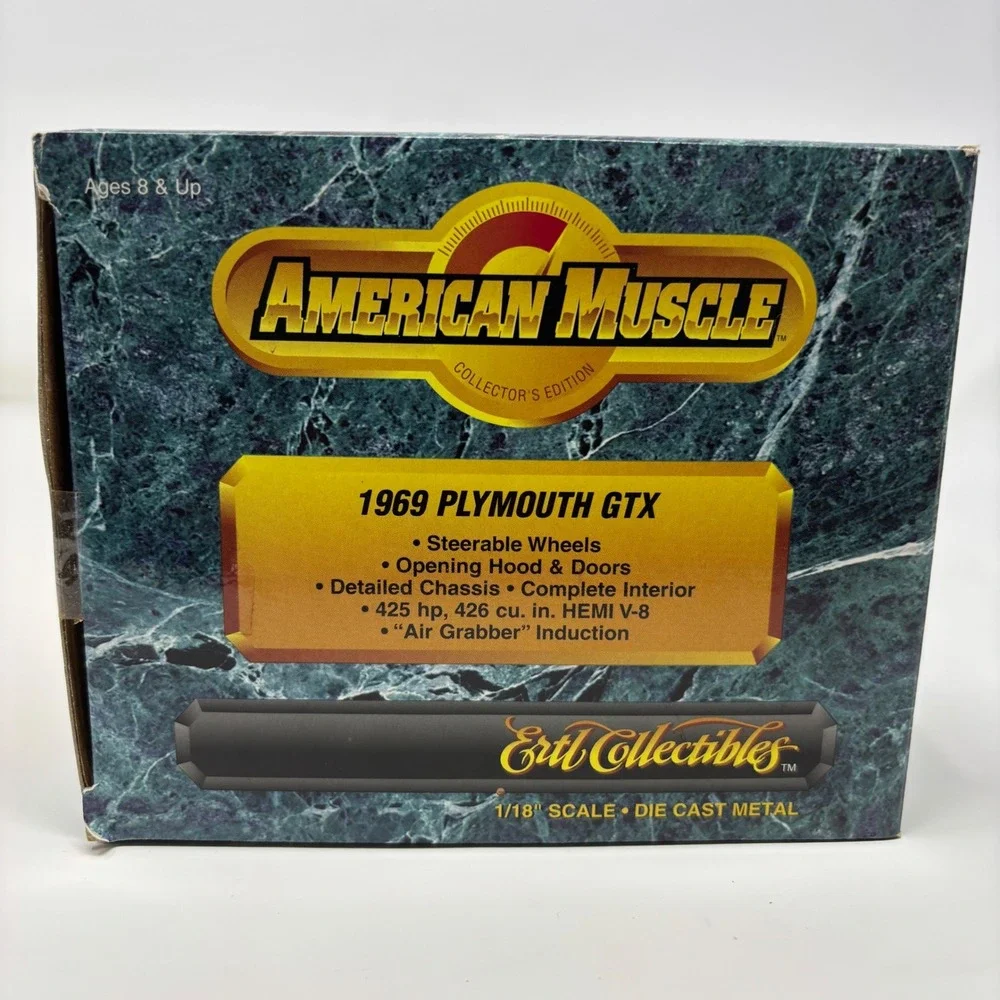 1969 Plymouth GTX Hemi White 1:18 ERTL American Muscle Diecast Open Box